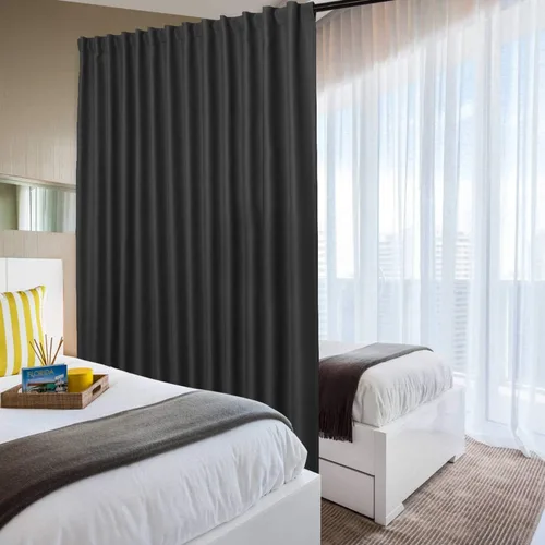Vista 15 de DWCN Cortina opaca divisora de privacidad para puerta corrediza de patio, cortinas térmicas extra anchas con pestaña trasera y bolsillo para barra