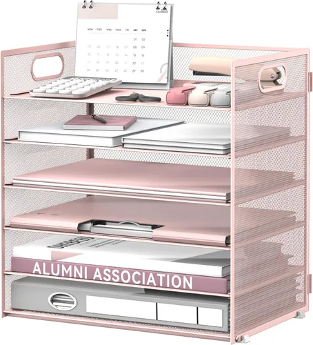 Vista 8 de Daltack Organizador de papel de 6 niveles para escritorio, organizador de bandejas de papel para escritorios, organizadores de archivos de Negro