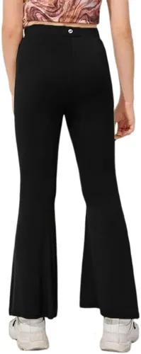 Vista 4 de Aurgelmir Pantalones acampanados casuales de cintura alta para niñas, lindos pantalones acampanados para entrenamiento, baile, yoga, leggings