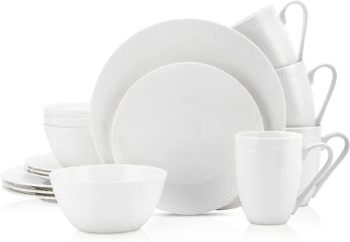Vista 14 de Stone Lain Alexandria - Juego de vajilla de 16 piezas de porcelana china, blanco