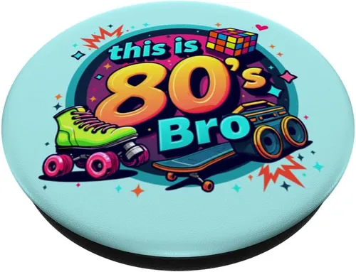 Vista 2 de Retro 80s Bro Roller boombox Cassette Eighties Costume Party PopSockets Adhesive PopGrip