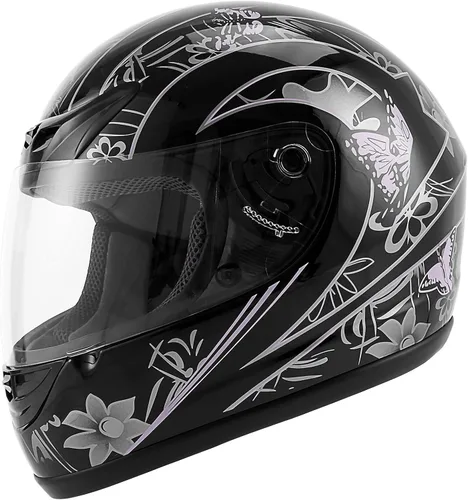 Vista 3 de TCT-MOTORPARTS - Casco de motocicleta para adultos, aprobado por DOT, color negro, visera de espejo de cara completa, casco de calle Negro
