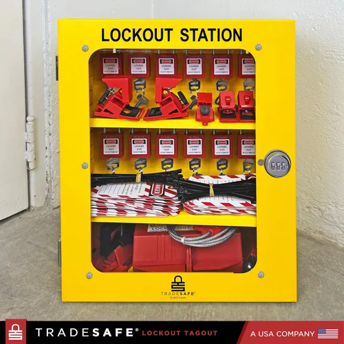 Vista 4 de TRADESAFE Gabinete de etiquetado de bloqueo, estación de etiqueta de bloqueo sin llenar, no incluye dispositivos Loto, gabinete de estación