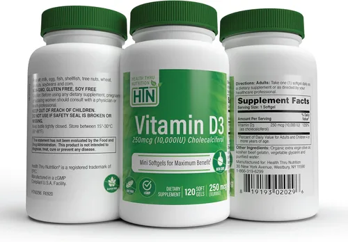 Vista 5 de Health Thru Nutrition Vitamina D3 10,000iu - 250 mcg 120 Mini cápsulas