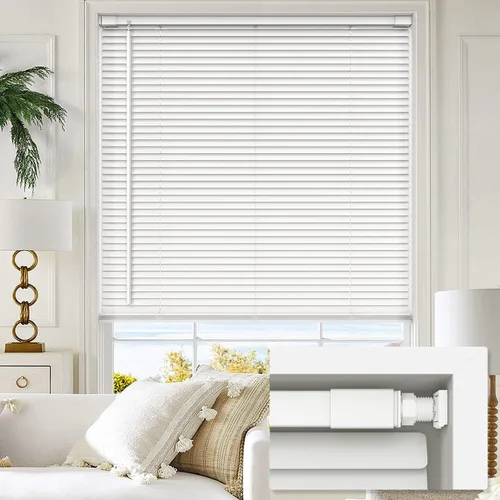 Vista 11 de LazBlinds sin herramientas sin taladro persianas mini de vinilo de 1 pulgada, persianas inalámbricas para ventanas, persianas y cortinas