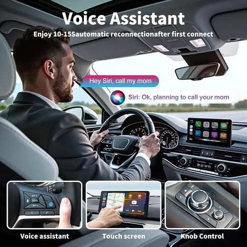 Vista 2 de Adaptador Carplay inalámbrico 2 en 1, convertidor con cable a adaptador inalámbrico para Apple iPhone y Android Auto, conexión automática Plug &