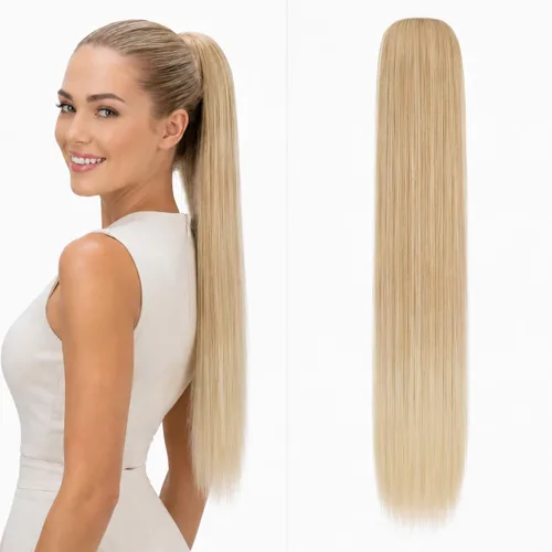 Vista 24 de CAISHA Extensión de cola de caballo de 22" con cordón voluminoso Straigtht negro-marrón PH503