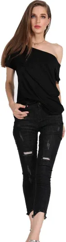 Vista 70 de MAGICMK - Camiseta casual para mujer, con estampado de labios y hombro descubierto, talla extragrande