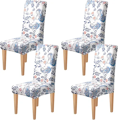 Vista 25 de Dioxide Fundas de Silla de Alto Estirar para Sillas de Comedor, Juego de Fundas de Silla de Comedor Lavables de 4, Fundas de Asiento de Silla
