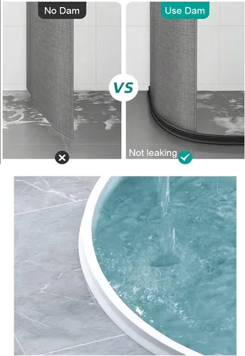 Vista 6 de Presa de agua de umbral plegable de 39 pulgadas de 1.5" de alto, protector de ducha para mantener el agua en la cabina de ducha, barrera de agua