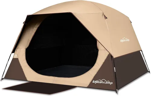 Vista 10 de LOYEAHCAMP Tienda de Campaña Blackout para 4 Personas, Montaje Fácil Tienda Domo Familiar Impermeable para Acampar con Sobretecho, Tienda Familiar