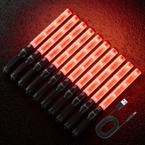 Vista 8 de E-riding Varita de tráfico recargable de 16 pulgadas, bastón de control de tráfico rojo con 2 modos intermitentes, varita de luz LED de seguridad