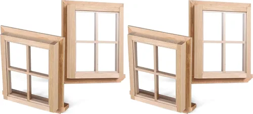 Vista 10 de Toyvian Casa de muñecas Ventanas de madera: 2 unids marco de ventana en miniatura 1 12 muebles de casa de muñecas pequeños marcos de madera adornos