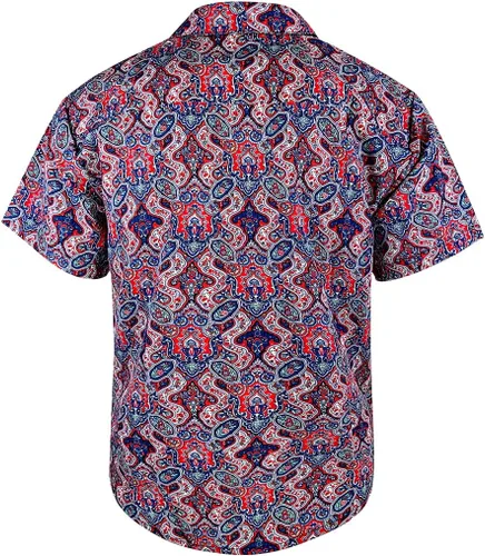 Vista 2 de Camisa hawaiana para hombre, manga corta, estampado floral, casual, con botones, verano, playa, Aloha vestido para hombre