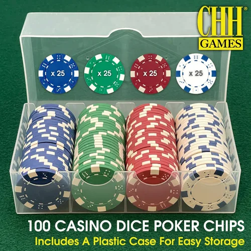 Vista 2 de CHH Juego de fichas estilo dados Poker Casino (100 piezas), 0.41 oz