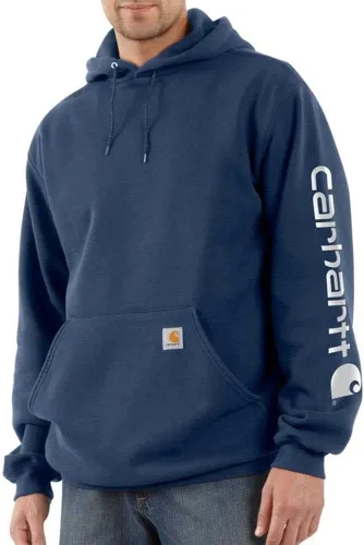 Vista 20 de Carhartt Sudadera de ajuste holgado para hombre con logotipo en la manga, de peso medio, gráfica, liquidación Mink