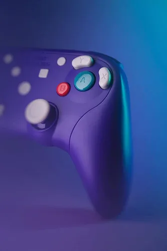 Vista 5 de Retro Fighters BattlerGC Wireless Controller - Gamecube, Game Boy Player, Switch & PC Compatible (Blue/Purple)