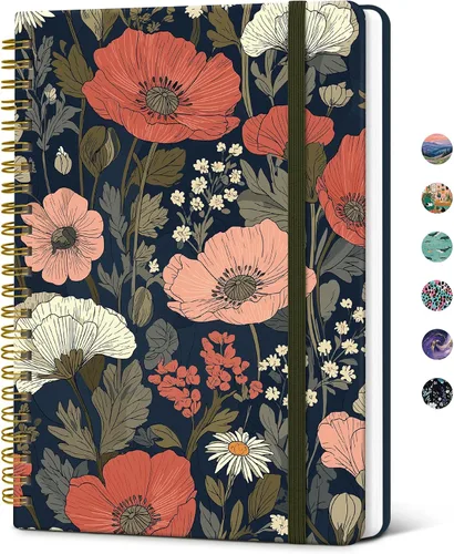 Vista 18 de Taja Cuaderno de Diario en Espiral con Líneas para Mujeres, A5 Lindo Cuaderno de Tapa Dura con Rayas Universitarias para Trabajo y Toma de Notas