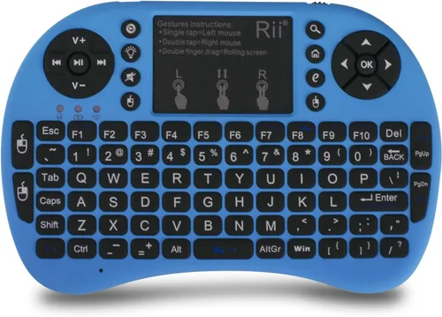 Vista 11 de Teclado táctil Rii i8+ miniatura, inalámbrico 2.4G luz de fondo con ratón para PC/Mac/Android, dorado Negro