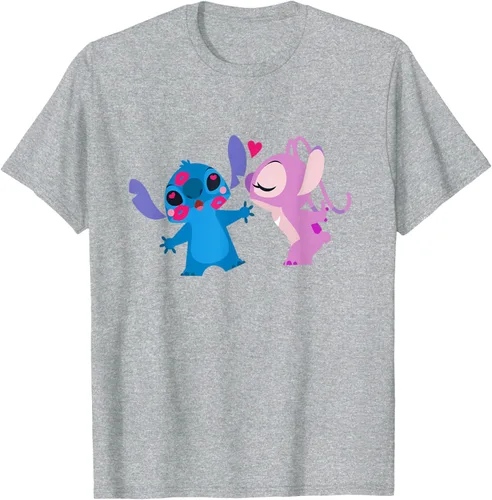 Vista 48 de Disney Stitch and Angel - Camiseta para el día de San Valentín Negro