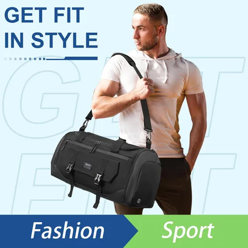 Vista 6 de BSHG Bolsa de deporte para hombres y mujeres con compartimento para zapatos y bolsillo húmedo, bolsa de lona deportiva, bolsas de entrenamiento