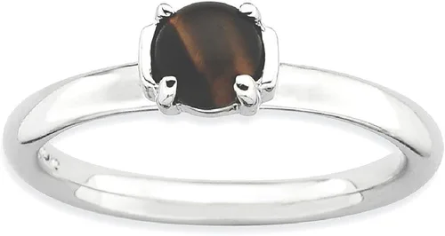 Vista 9 de 925 Sterling Silver Tiger Eye Stackable Ring Gemstone Natural Stone Shell Wood Fine Jewelry For Women Gifts For Her