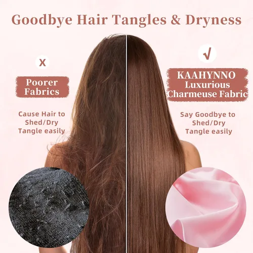 Vista 40 de Gorro de satén de seda ajustable para envolver el cabello para dormir, gorro de dormir de doble capa, turbante nocturno para cabello largo y rizado