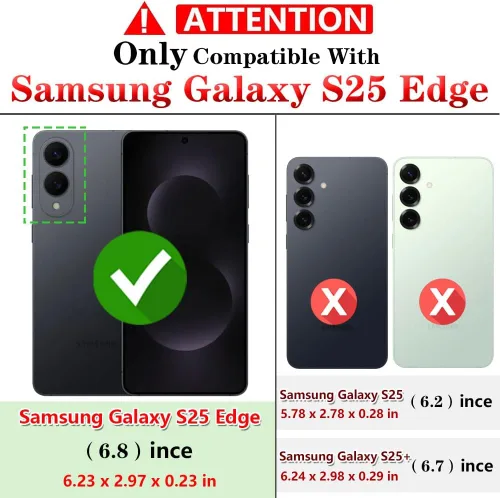 Vista 2 de Funda para Samsung Galaxy S25 Edge: Galaxy S25 Edge con protector de pantalla - Fundas protectoras de grado militar con soporte de anillo de dedo