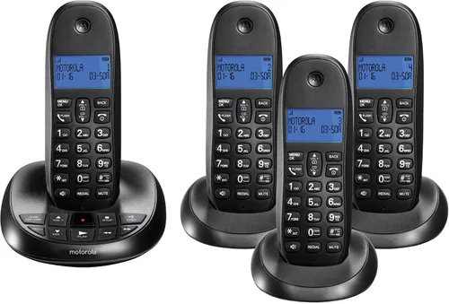 Vista 6 de Motorola DECT 6.0 Teléfono doméstico inalámbrico digital con contestador automático y tres teléfonos C1013LX