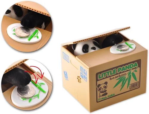 Vista 4 de HmiL-U - Caja de dinero para robar monedas de centavos, centavos, gato, hucha de voz para Navidad, regalo de cumpleaños para niños