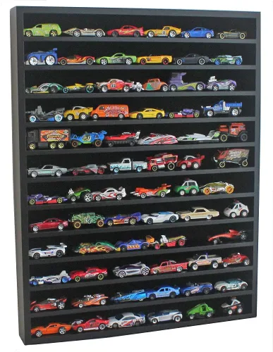 Vista 2 de DisplayGifts Caja de exhibición de Hot Wheels con frente abierto para coches de juguete a escala 1:64 Matchbox, vitrina de almacenamiento de coches
