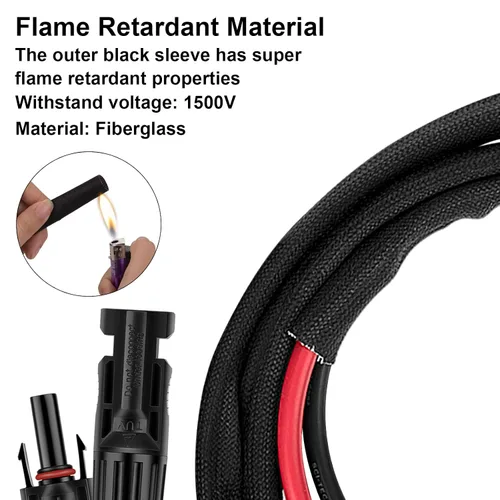 Vista 3 de Cable de extensión de panel solar de 3 pies y 10 AWG con conectores hembra y macho, cable solar para paneles solares, controladores de carga