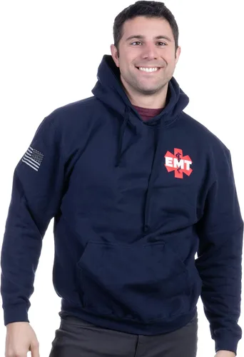 Vista 3 de Ann Arbor T-shirt Co. EMT AEMT Star Life Medical Paramedic Ambulance Emergency for Men Women Hooded Sweatshirt Hoody
