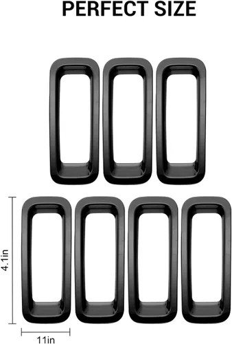 Vista 3 de 7 piezas de insertos de parrilla delantera con cubierta de rejilla para Jeep Patriot 2011-2016 (negro)