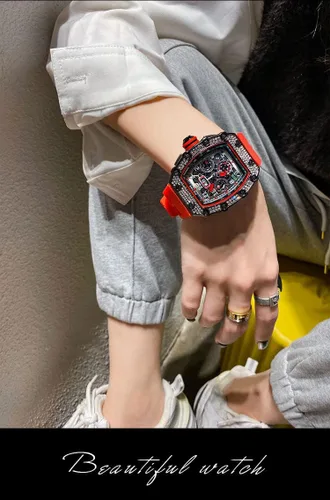 Vista 4 de Tonneau - Relojes de vestir punk, únicos, para hombre, impermeables, analógicos, deportes, trabajo, hombre, reloj de pulsera luminosa de silicona, L