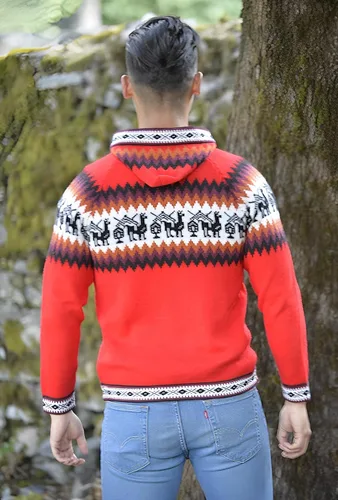 Vista 5 de Gamboa Cárdigan para hombre, suéter de alpaca para hombre, cárdigan para hombre, suéter con capucha para hombre, chaqueta para hombre