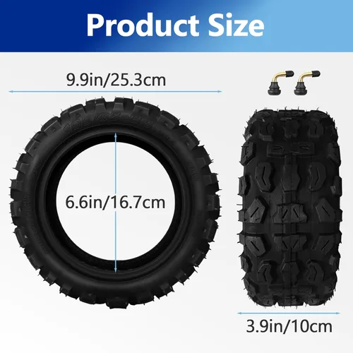 Vista 3 de 2 piezas neumáticos 100/65-6.5 sin cámara, neumáticos de scooter de 11 pulgadas para VSETT 11+/Zero 11X/Dualtron/Thunder/Speedual Plus, neumático