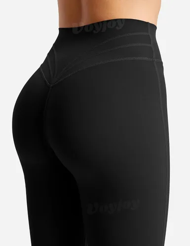 Vista 6 de VOYJOY Leggings acampanados para mujer, cintura alta, corte de bota, pantalones de yoga casuales, levantamiento de glúteos, leggings