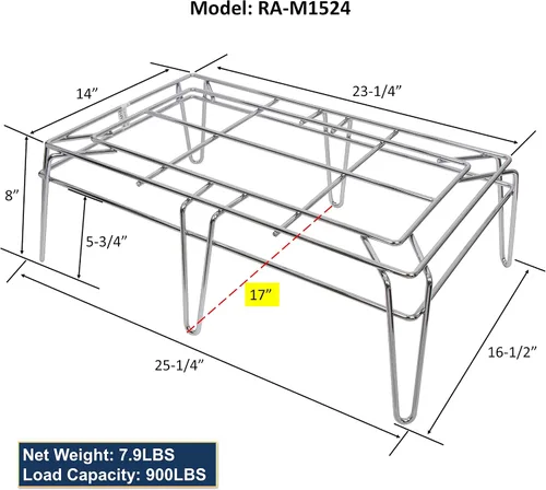 Vista 2 de GSW RA-M1524 - Estante multifuncional de alambre cromado soldado resistente de 25-1/4 x 17 x 8 pulgadas