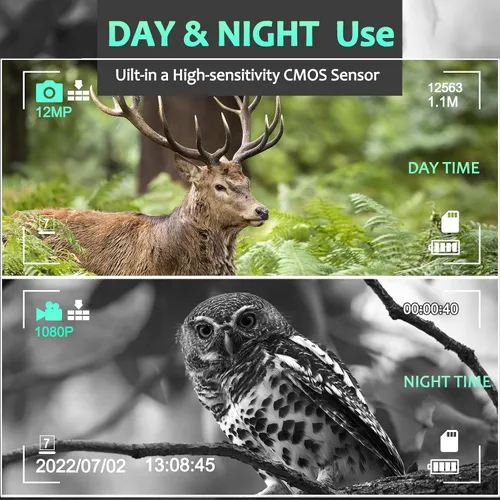 Vista 5 de Mini gafas de visión nocturna binocular cámara 1080P 12MP luz de estrellas distancia a 984.3 ft con 2.4 "TFT para caza, senderismo, camping, escalada
