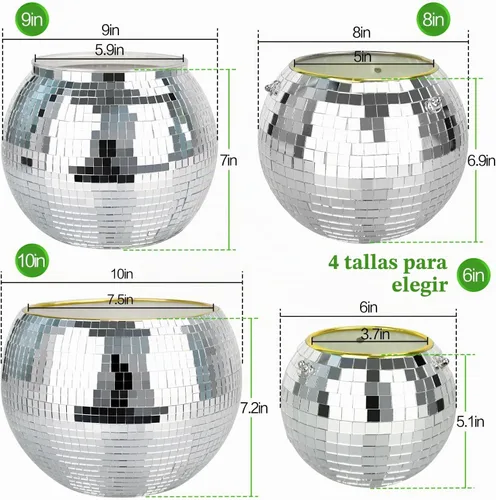 Vista 7 de Maceta de bola de discoteca, 1 maceta de bola de discoteca plateada de 10 pulgadas, colgador de plantas de bola de discoteca con cuerda para colgar