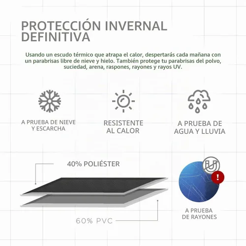 Vista 4 de OxGord, cobertor para parabrisas, eliminación de nieve, protector para parabrisas para todos los climas, invierno, verano, protector solar
