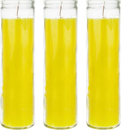 Vista 17 de Mega Candles 1 pieza Velas de Oración Devocional de Recipiente de Vidrio Negro Sin Aroma de 7 Días, Vela de Cera Premium 2 Pulgadas x 8 Pulgadas
