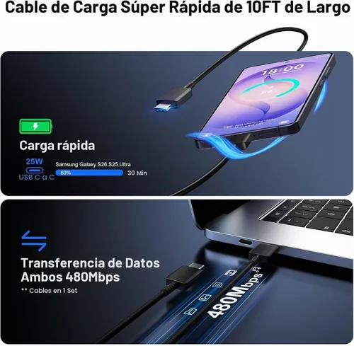 Vista 5 de Cargador rápido estupendo de Samsung tipo C 25W USB C cargador de pared de 1Paquete