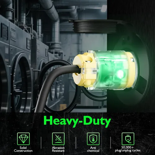 Vista 4 de 1 paquete de extremos de repuesto para cable de extensión de 20 amperios iluminados 120-125 voltios, NEMA 5-20R, 2 polos 3 cables, hoja recta