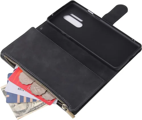 Vista 3 de Asuwish Funda compatible con OnePlus 8 Pro One Plus 8Pro 5G, protector de pantalla de vidrio templado y funda de cuero con tapa para tarjetas