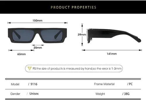 Vista 3 de Gafas de sol de sombreado con montura pequeña para hombres y mujeres, decoración de calle (color G, tamaño mediano)