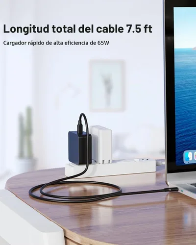 Vista 5 de Superer Cargador para portátil Samsung, USB C 65 W, compatible con Galaxy Book Pro 360, Chromebook 4 4+, Notebook 9 Pen Pro NP950QDB NP930XDB Negro