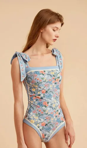 Vista 3 de CuteMe Traje de baño de una pieza para mujer, con control de abdomen, reversible, con estampado floral