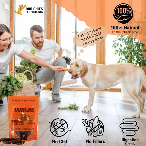 Vista 6 de Dog Chits Pavo y batata suave masticable para perros – Masticables para perros y cachorros Hecho en Estados Unidos Pavo orgánico Golosinas